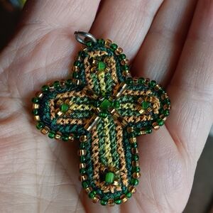 Embroidered and Beaded Cross
